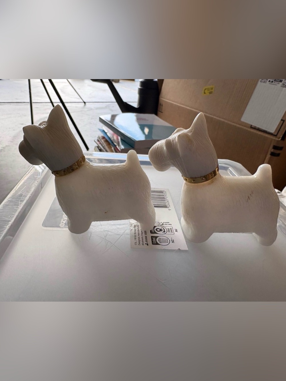 A Pair Of Vintage Avon Scottie Dogs Perfume Bottles - Milk Glass